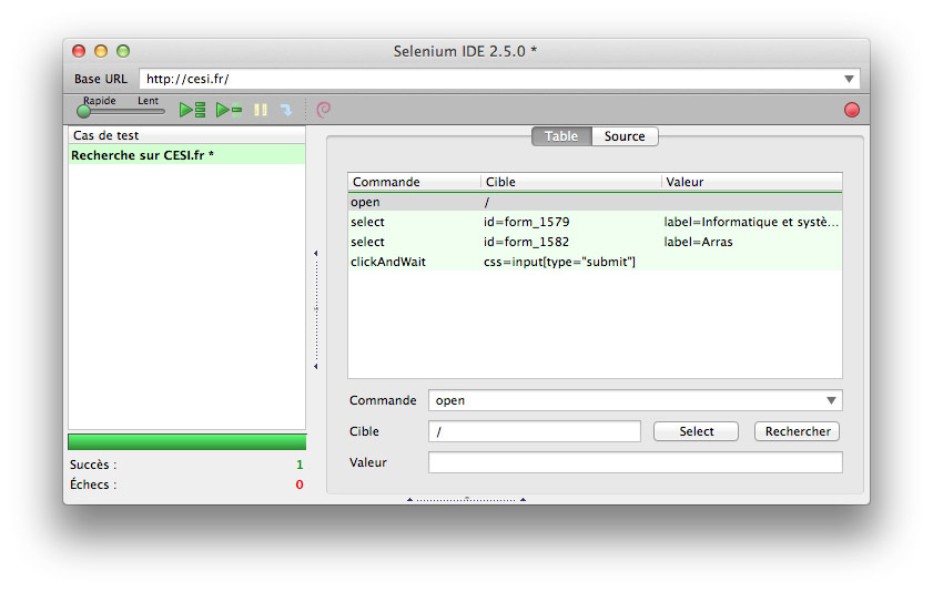 Selenium IDE record test